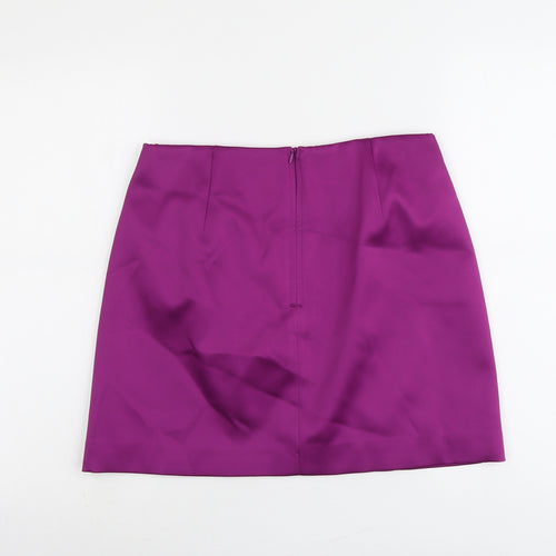 Marks and Spencer Womens Purple Polyester A-Line Skirt Size 12 Zip