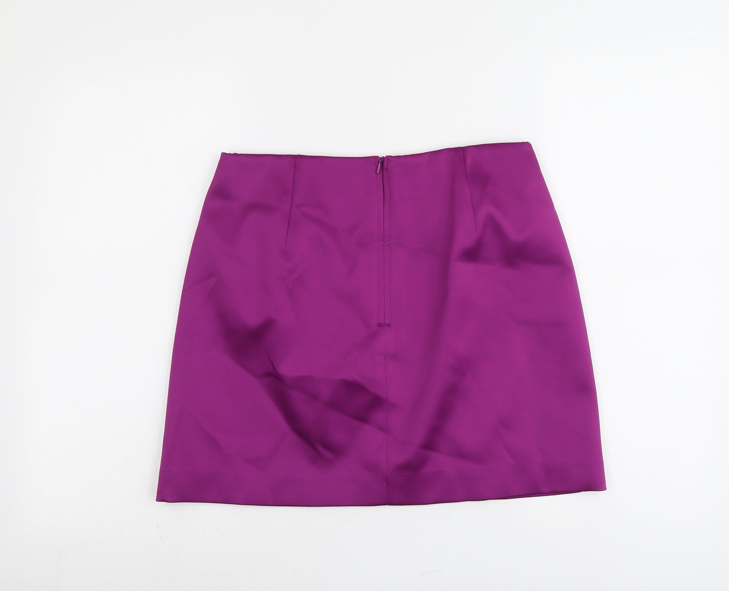Marks and Spencer Womens Purple Polyester A-Line Skirt Size 12 Zip