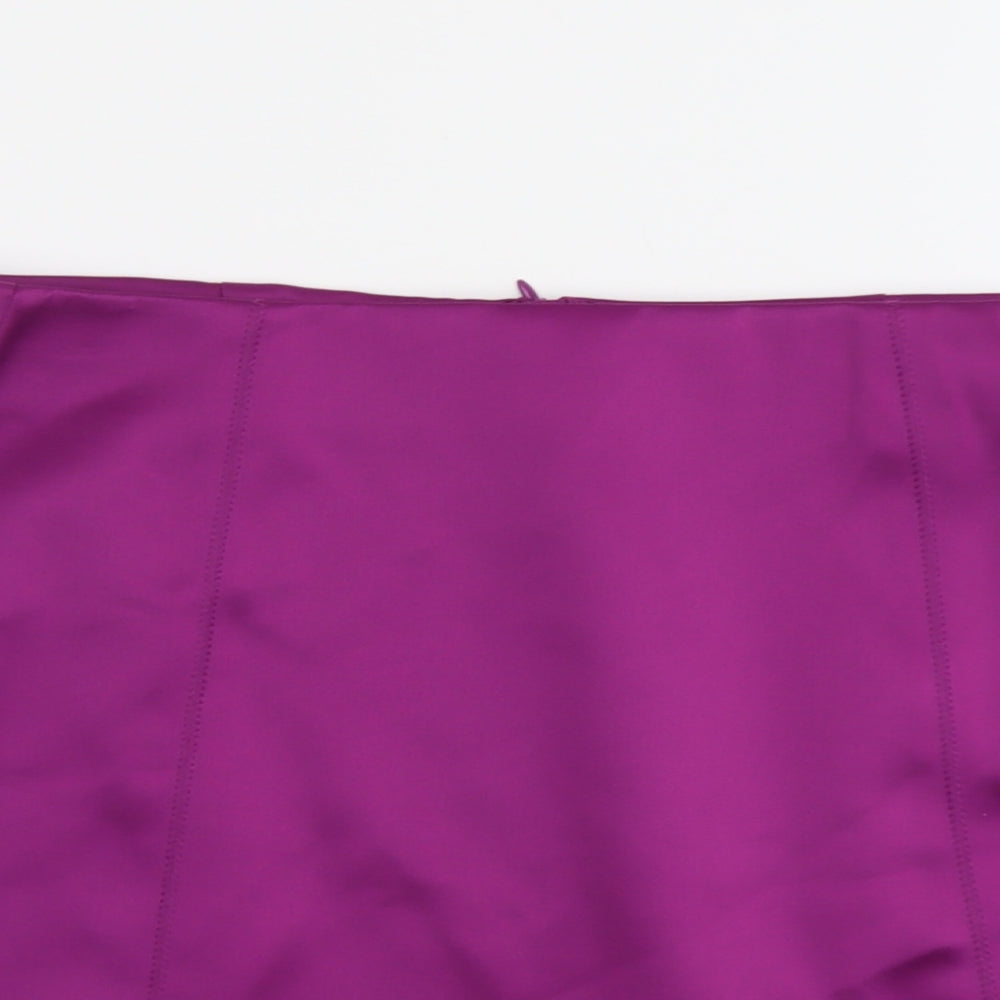 Marks and Spencer Womens Purple Polyester A-Line Skirt Size 12 Zip