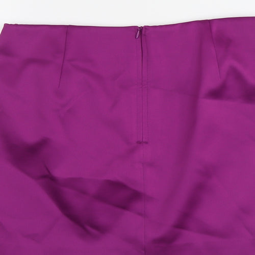 Marks and Spencer Womens Purple Polyester A-Line Skirt Size 12 Zip