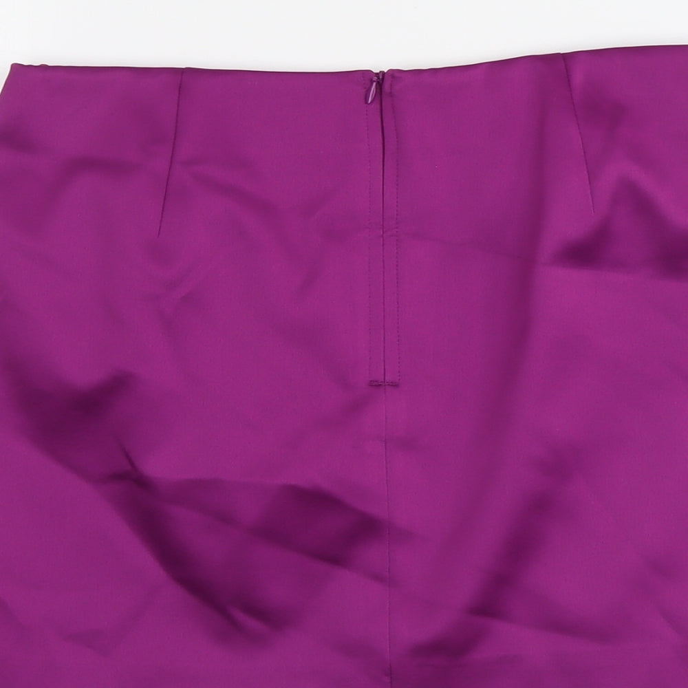 Marks and Spencer Womens Purple Polyester A-Line Skirt Size 12 Zip