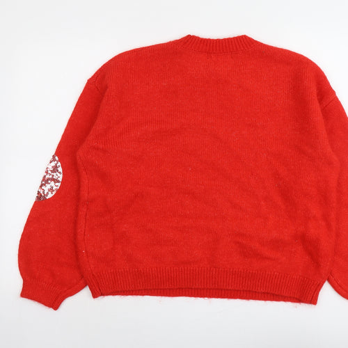 Marks and Spencer Womens Red Round Neck Acrylic Pullover Jumper Size XL