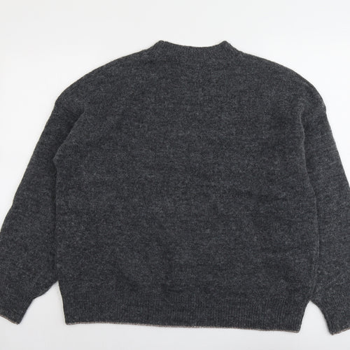 Marks and Spencer Womens Grey Round Neck Acrylic Pullover Jumper Size L - Star