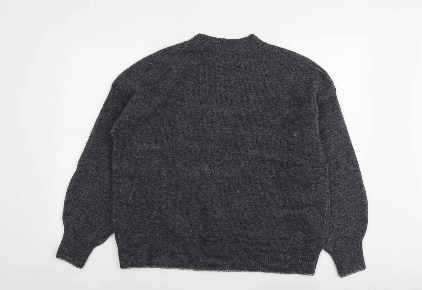 Marks and Spencer Womens Grey Round Neck Acrylic Pullover Jumper Size L - Star