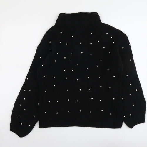 Marks and Spencer Womens Black High Neck Acrylic Pullover Jumper Size S