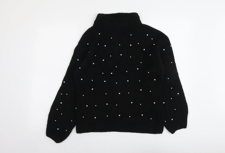 Marks and Spencer Womens Black High Neck Acrylic Pullover Jumper Size S