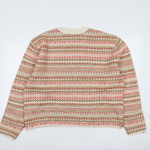 Marks and Spencer Womens Multicoloured Round Neck Geometric Acrylic Pullover Jumper Size L