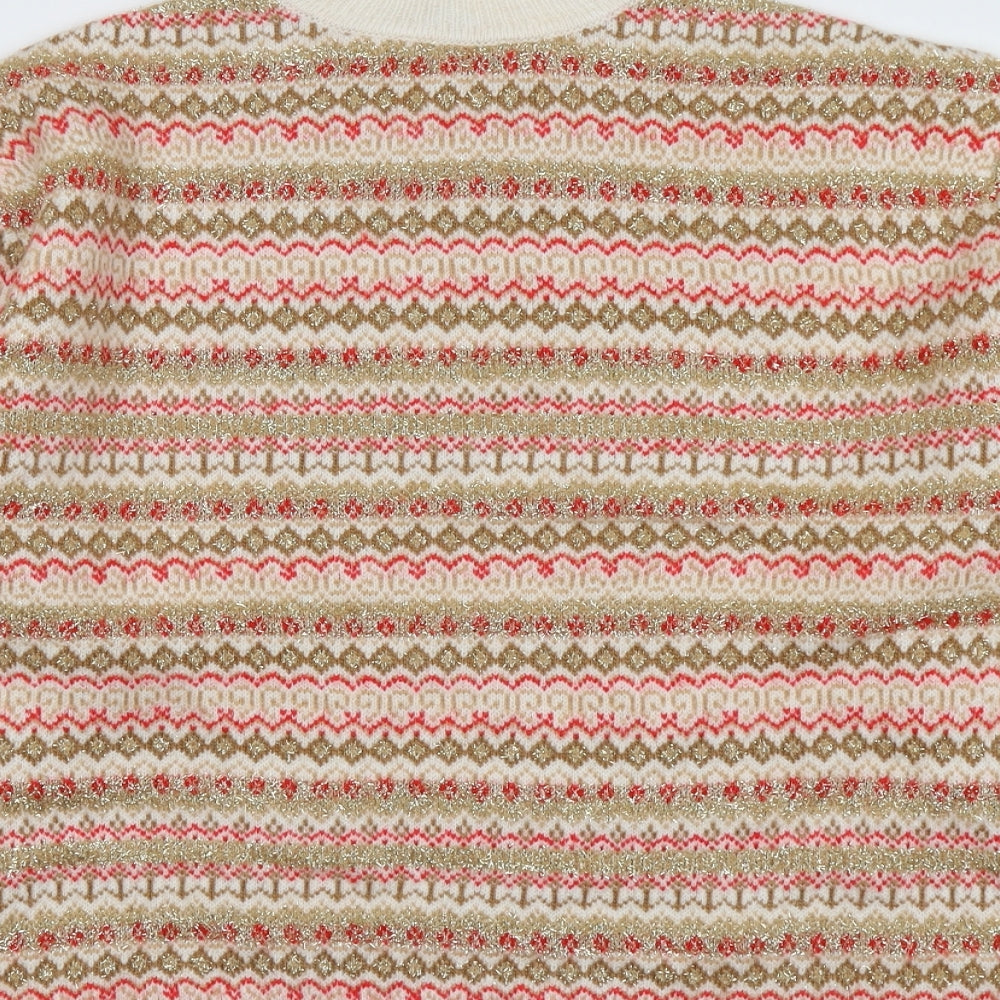 Marks and Spencer Womens Multicoloured Round Neck Geometric Acrylic Pullover Jumper Size L