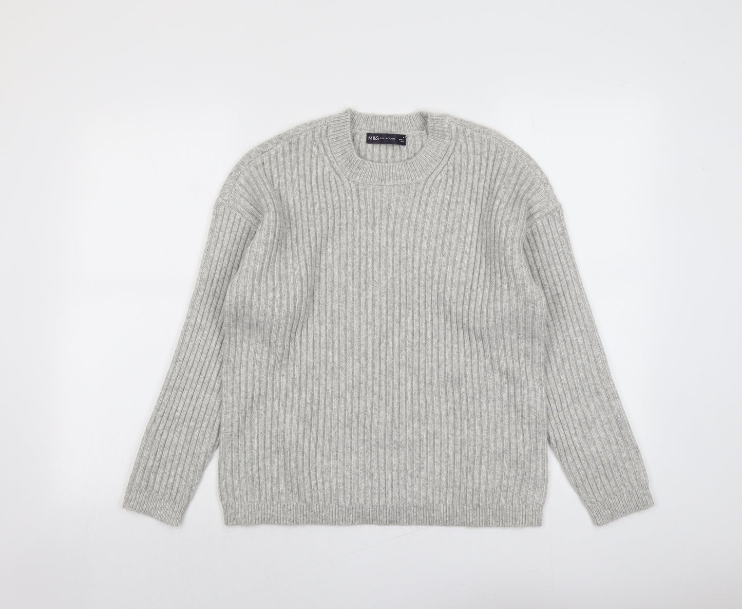 Marks and Spencer Womens Grey Round Neck Polyester Pullover Jumper Size M