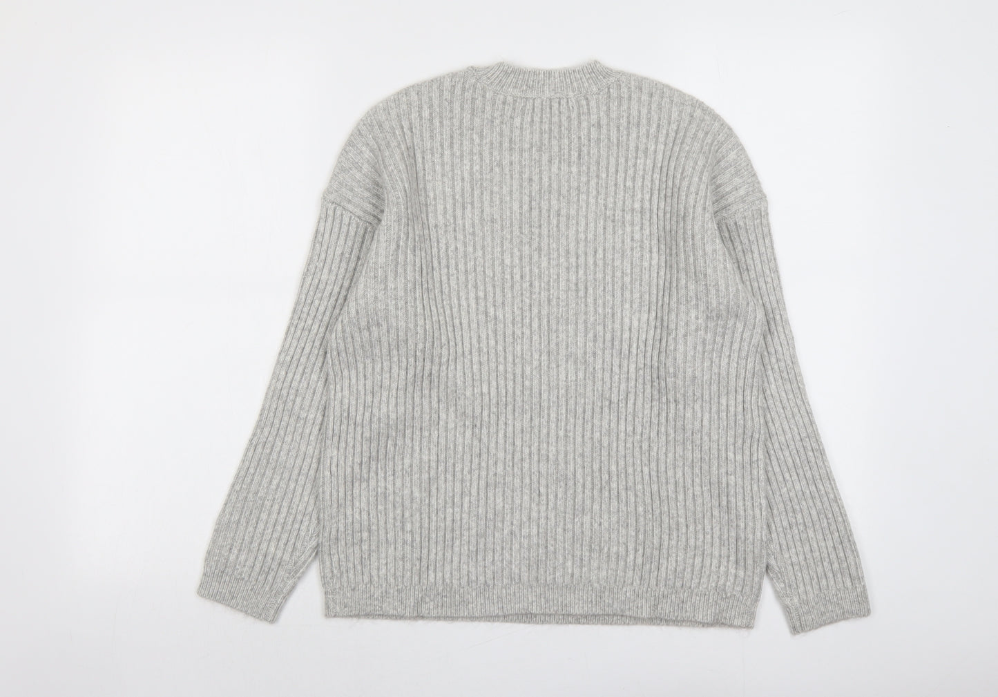 Marks and Spencer Womens Grey Round Neck Polyester Pullover Jumper Size M