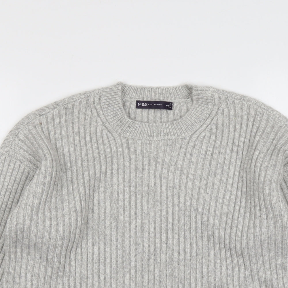 Marks and Spencer Womens Grey Round Neck Polyester Pullover Jumper Size M