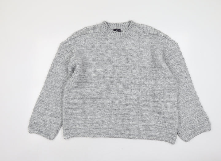Marks and Spencer Womens Grey Round Neck Acrylic Pullover Jumper Size XL