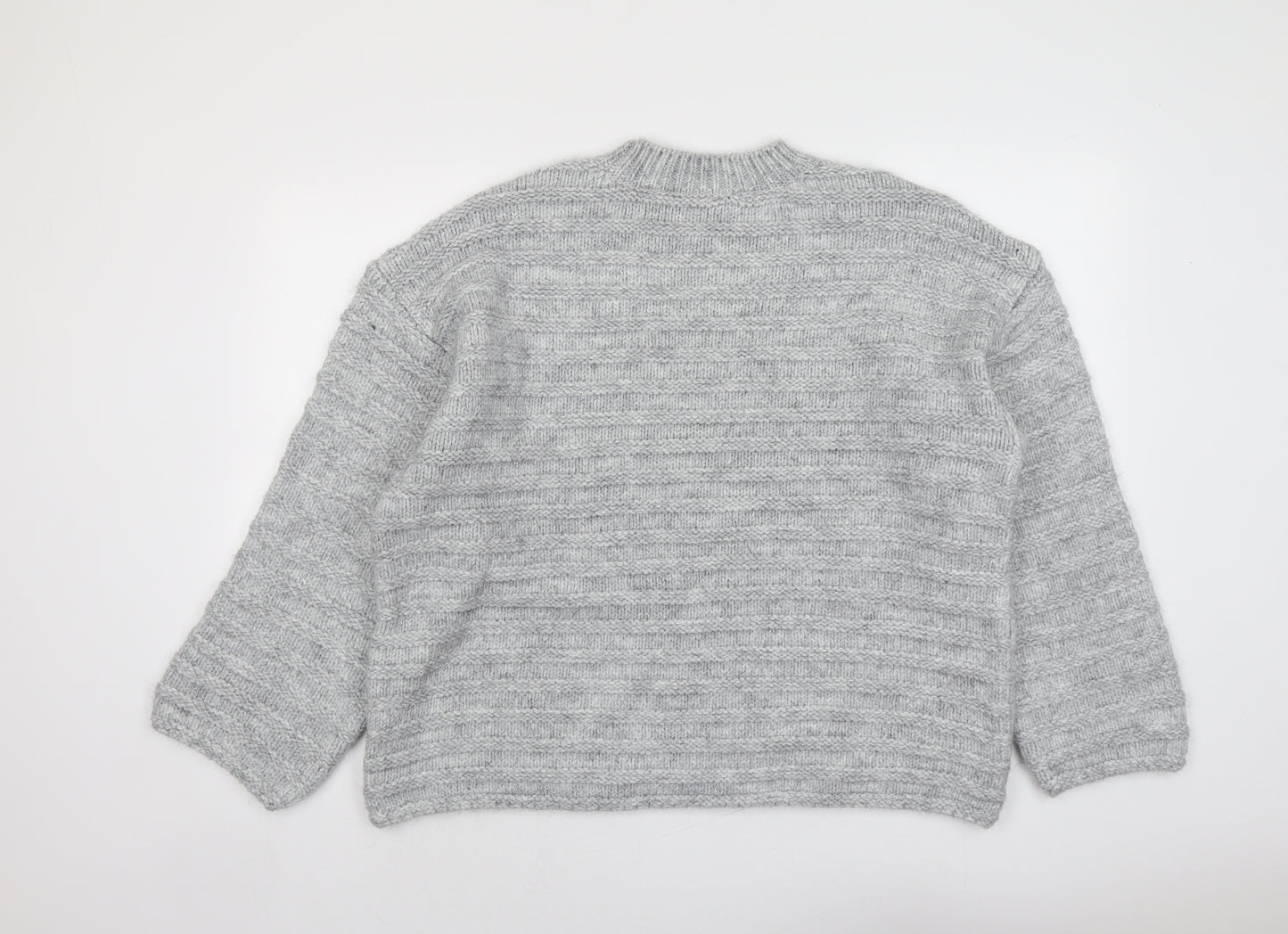 Marks and Spencer Womens Grey Round Neck Acrylic Pullover Jumper Size XL