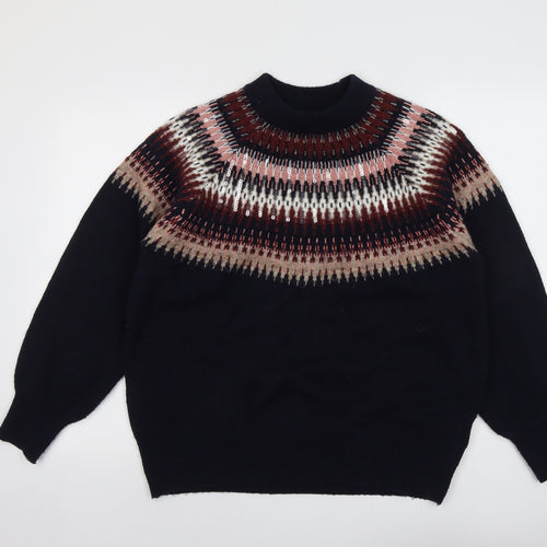 White Stuff Womens Blue Round Neck Geometric Polyester Pullover Jumper Size 14