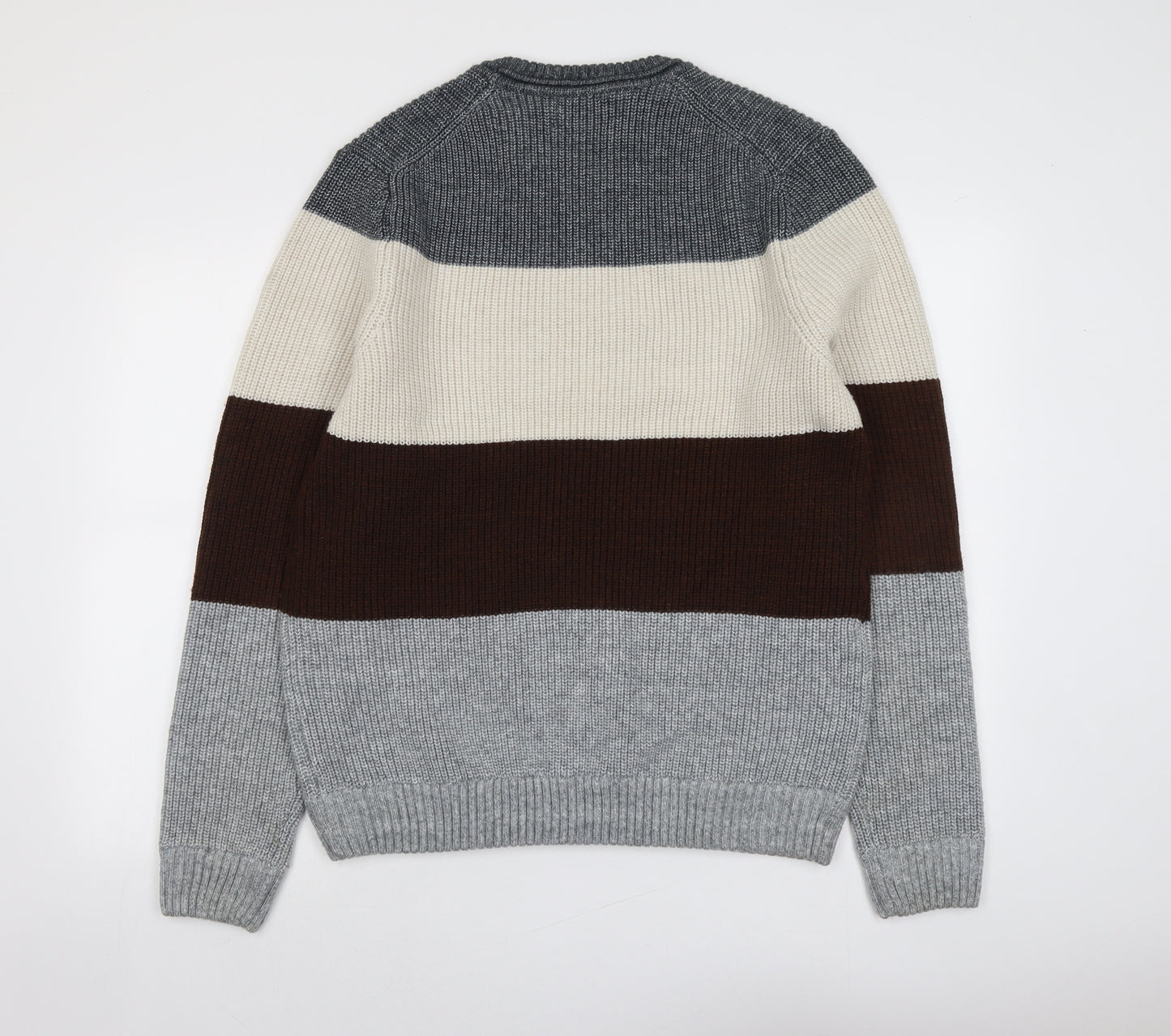 Marks and Spencer Mens Multicoloured Round Neck Polyester Pullover Jumper Size L Long Sleeve - Colourblock