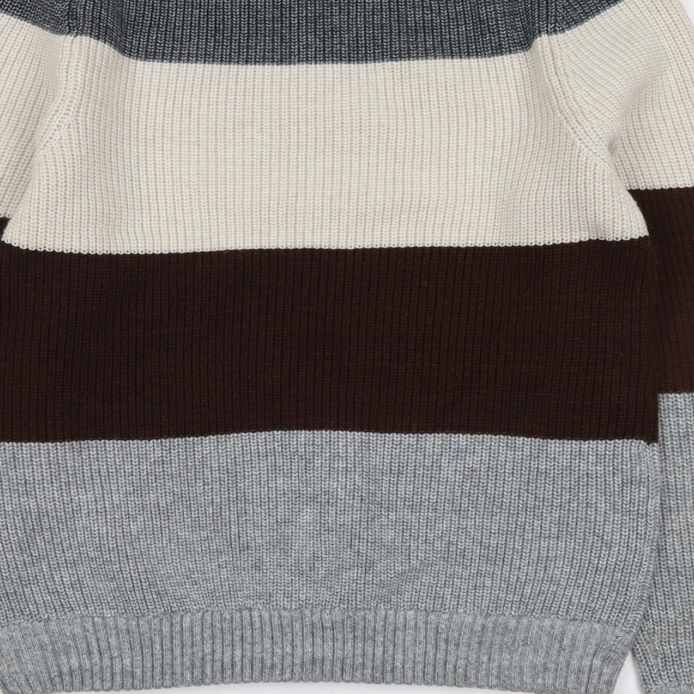Marks and Spencer Mens Multicoloured Round Neck Polyester Pullover Jumper Size L Long Sleeve - Colourblock