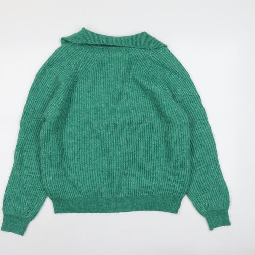 Marks and Spencer Womens Green Collared Acrylic Pullover Jumper Size M