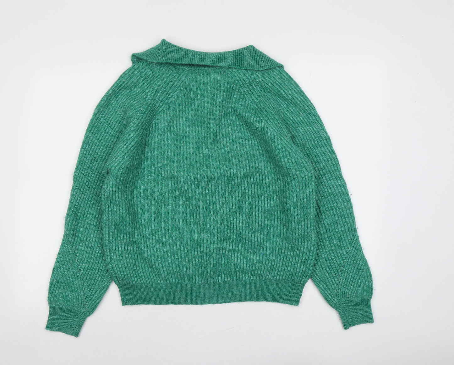 Marks and Spencer Womens Green Collared Acrylic Pullover Jumper Size M