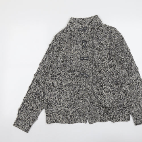Debenhams Womens Grey High Neck Acrylic Cardigan Jumper Size 12
