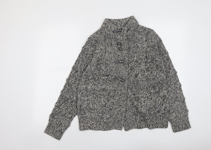 Debenhams Womens Grey High Neck Acrylic Cardigan Jumper Size 12