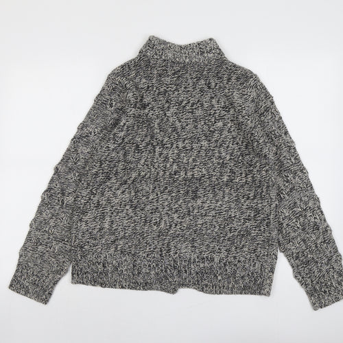 Debenhams Womens Grey High Neck Acrylic Cardigan Jumper Size 12
