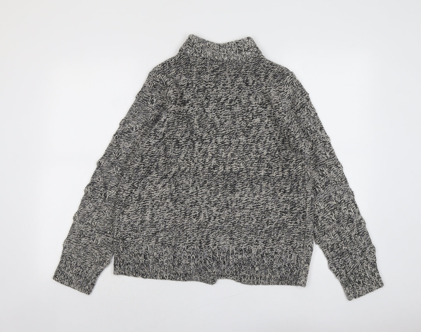 Debenhams Womens Grey High Neck Acrylic Cardigan Jumper Size 12