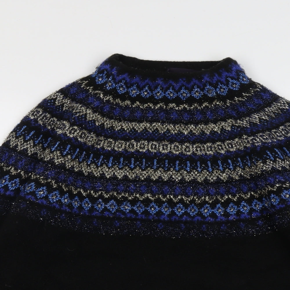 Marks and Spencer Womens Black High Neck Geometric Acrylic Pullover Jumper Size M