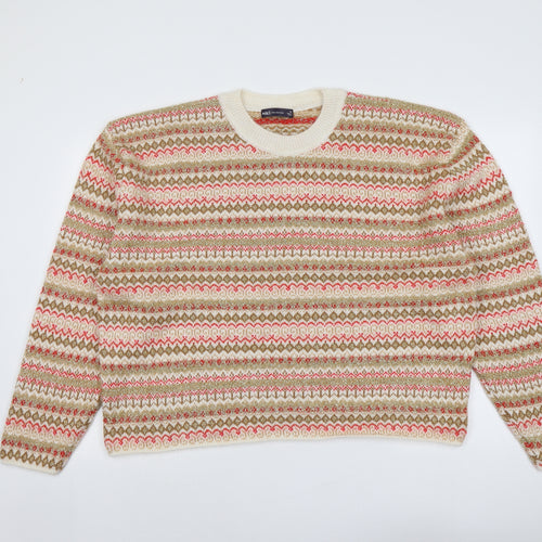 Marks and Spencer Womens Multicoloured Round Neck Geometric Acrylic Pullover Jumper Size XL