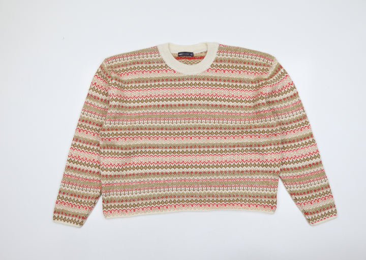 Marks and Spencer Womens Multicoloured Round Neck Geometric Acrylic Pullover Jumper Size XL