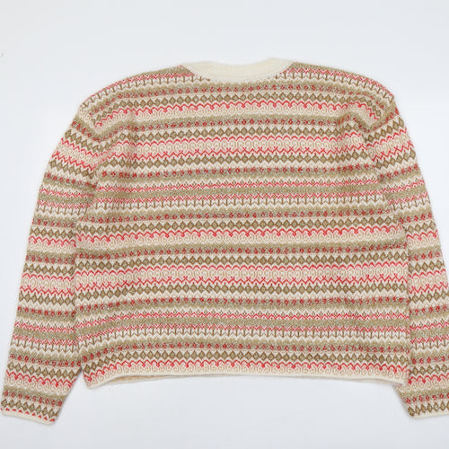 Marks and Spencer Womens Multicoloured Round Neck Geometric Acrylic Pullover Jumper Size XL