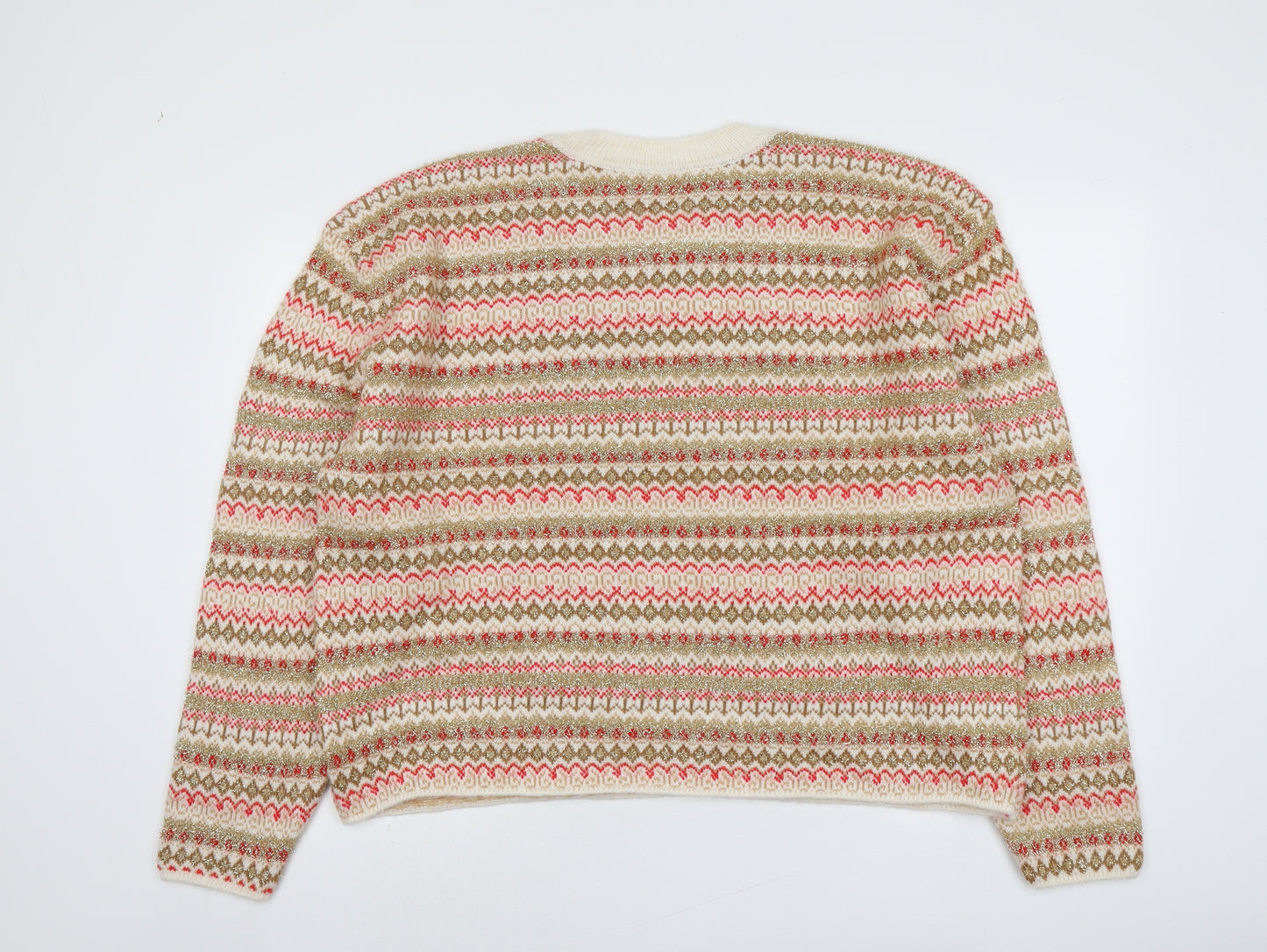 Marks and Spencer Womens Multicoloured Round Neck Geometric Acrylic Pullover Jumper Size XL