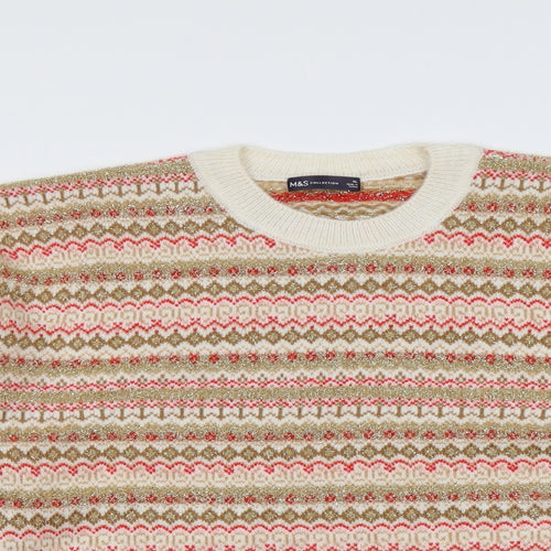 Marks and Spencer Womens Multicoloured Round Neck Geometric Acrylic Pullover Jumper Size XL