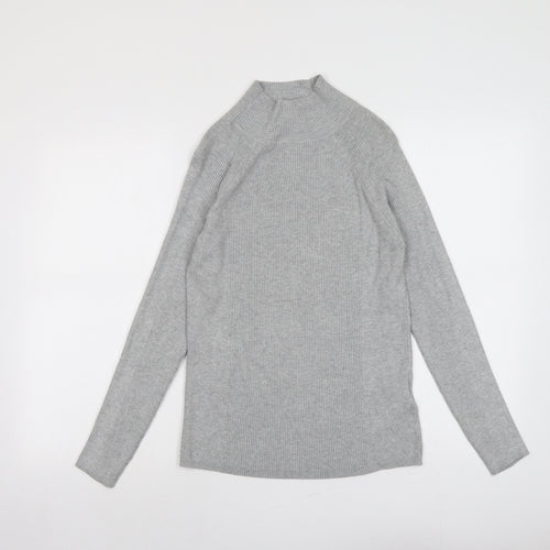Marks and Spencer Womens Grey High Neck Viscose Pullover Jumper Size 10