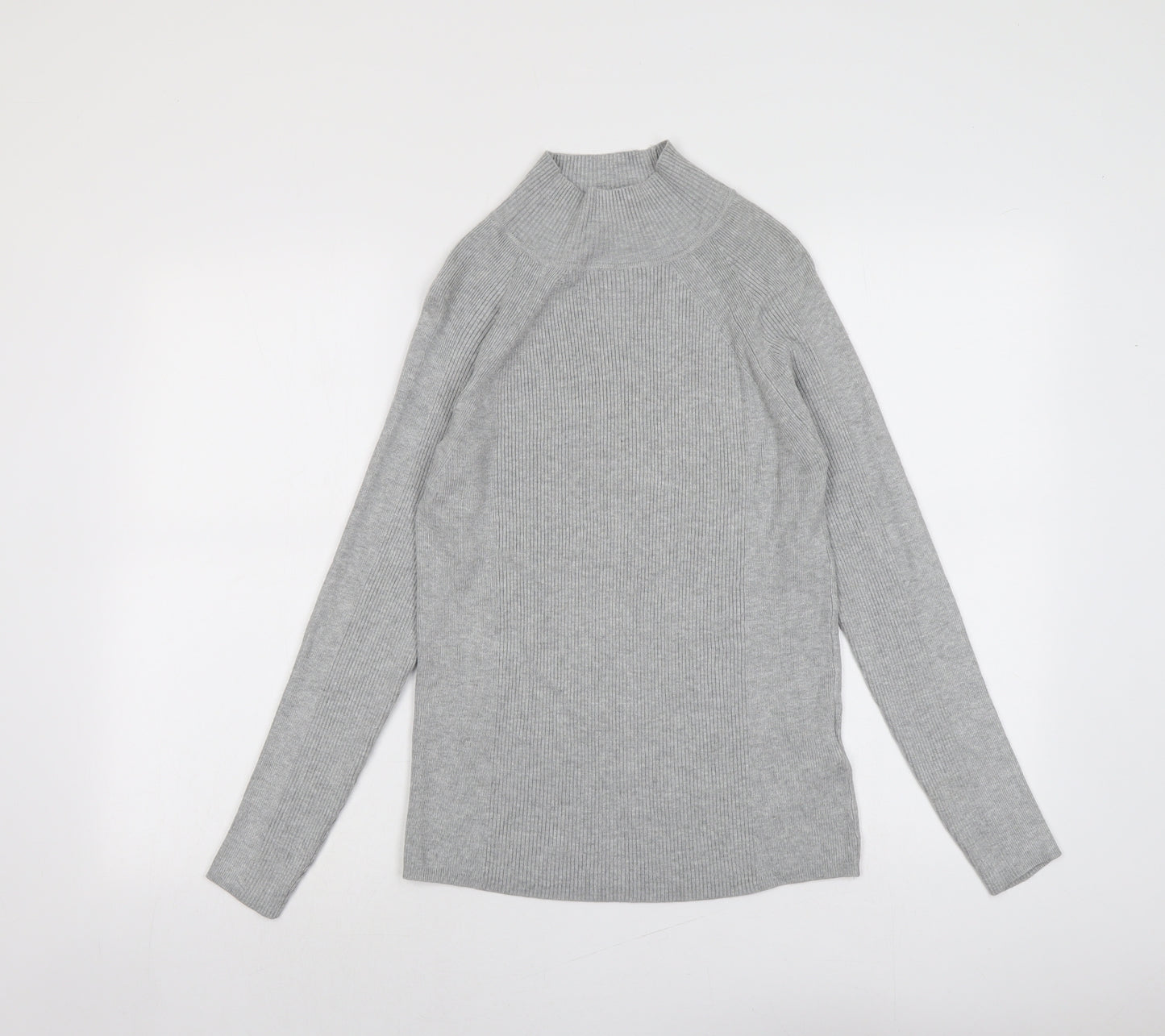 Marks and Spencer Womens Grey High Neck Viscose Pullover Jumper Size 10