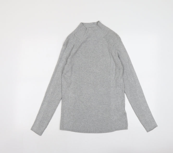 Marks and Spencer Womens Grey High Neck Viscose Pullover Jumper Size 10
