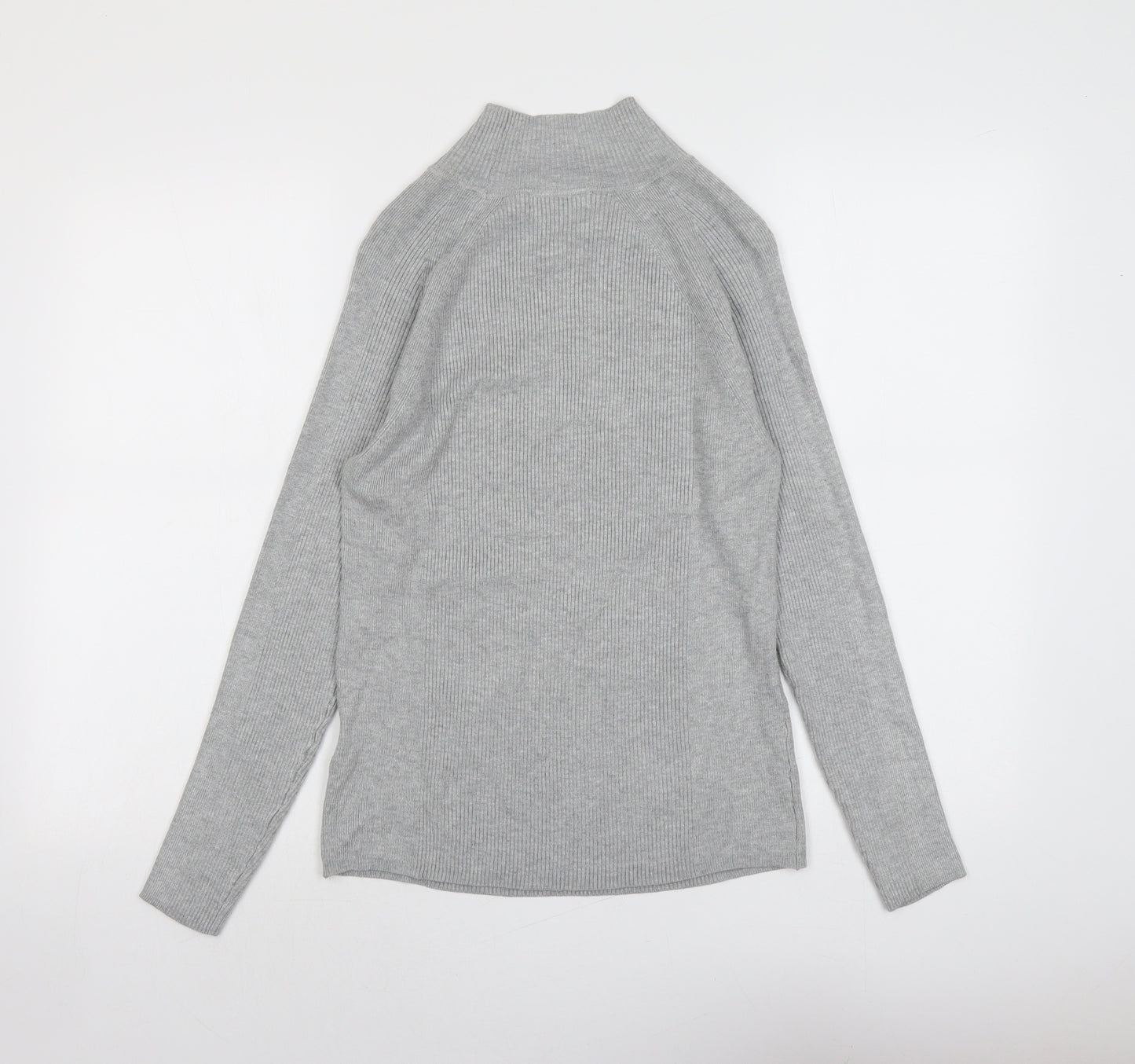 Marks and Spencer Womens Grey High Neck Viscose Pullover Jumper Size 10