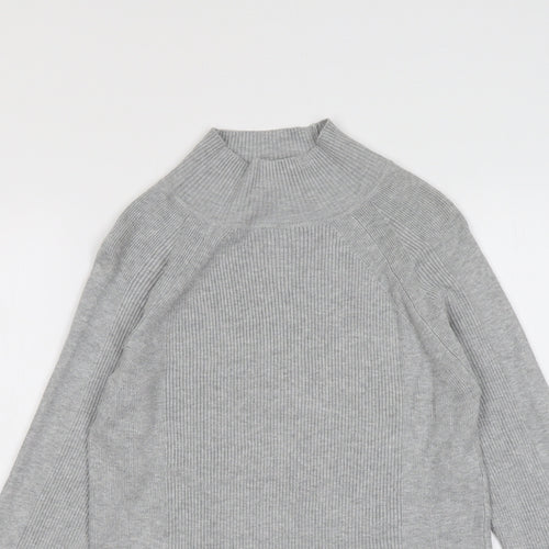 Marks and Spencer Womens Grey High Neck Viscose Pullover Jumper Size 10
