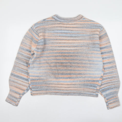 Marks and Spencer Womens Multicoloured Round Neck Striped Acrylic Pullover Jumper Size M