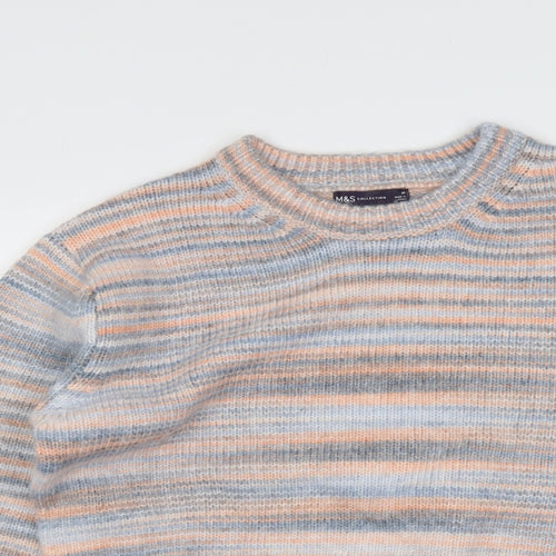 Marks and Spencer Womens Multicoloured Round Neck Striped Acrylic Pullover Jumper Size M