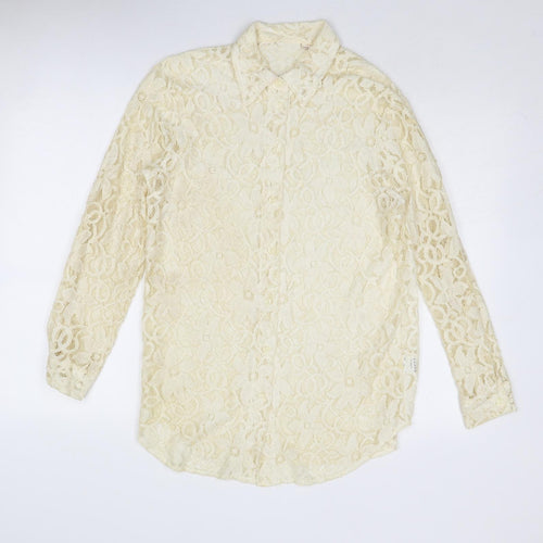 Kaleidoscope Womens Beige Viscose Basic Button-Up Size 12 Collared