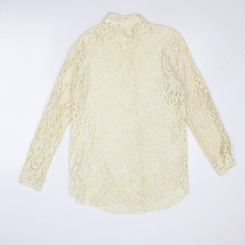 Kaleidoscope Womens Beige Viscose Basic Button-Up Size 12 Collared