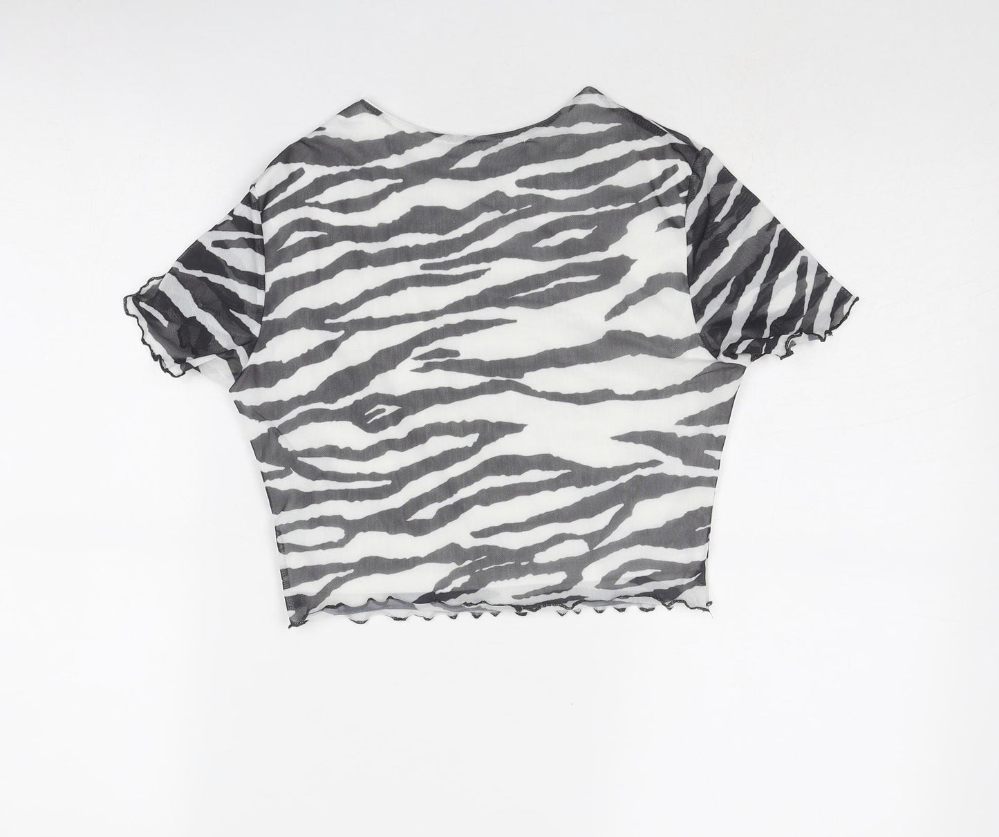 I SAW IT FIRST Womens Black Animal Print Polyester Basic Tank Size 8 Round Neck - Zebra Pattern