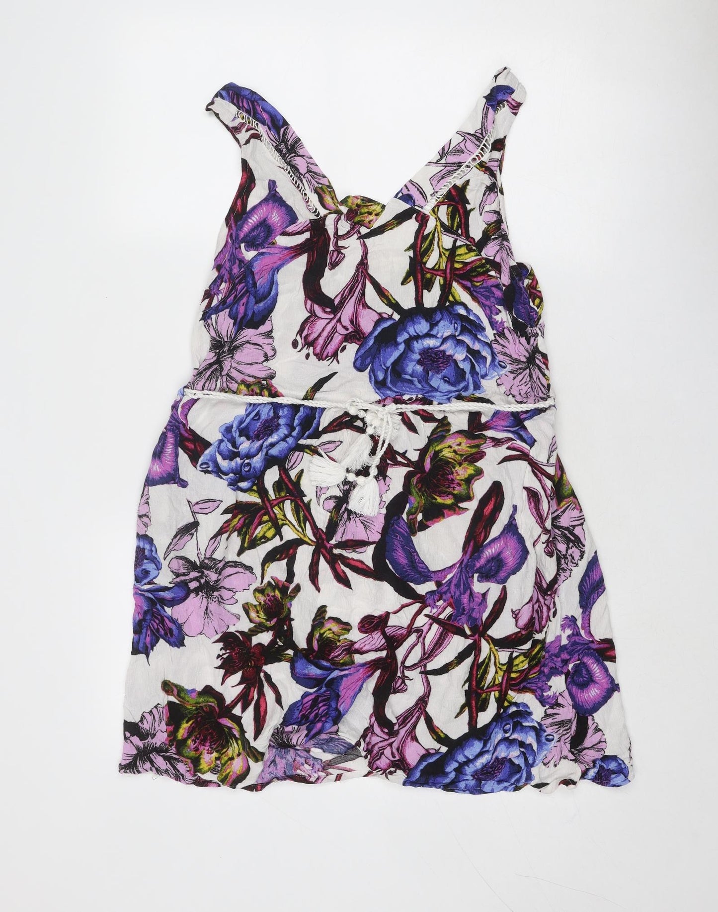 NEXT Womens Multicoloured Floral Viscose Tank Dress Size 10 V-Neck Pullover