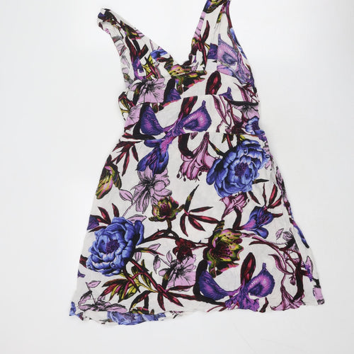 NEXT Womens Multicoloured Floral Viscose Tank Dress Size 10 V-Neck Pullover