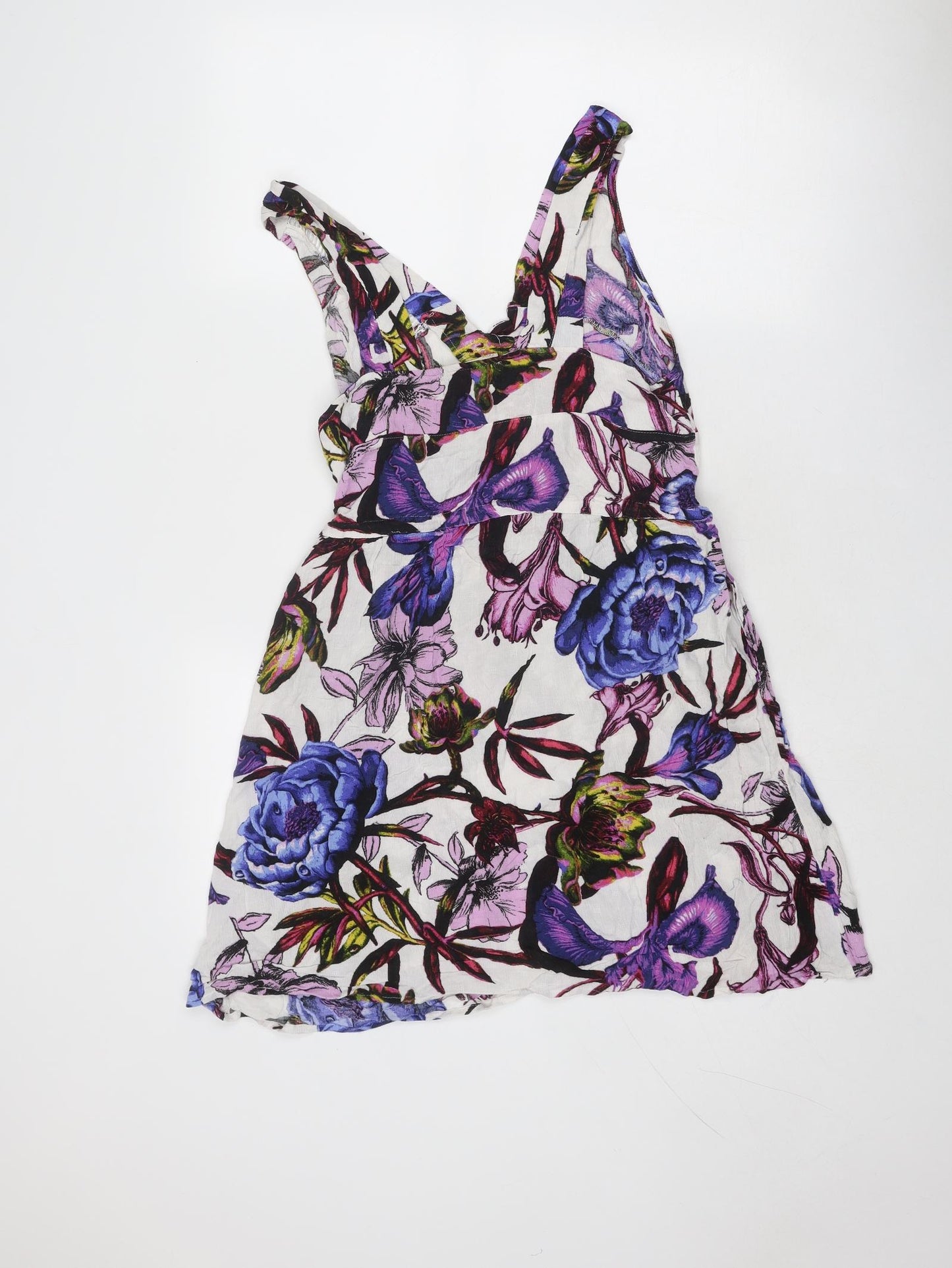 NEXT Womens Multicoloured Floral Viscose Tank Dress Size 10 V-Neck Pullover