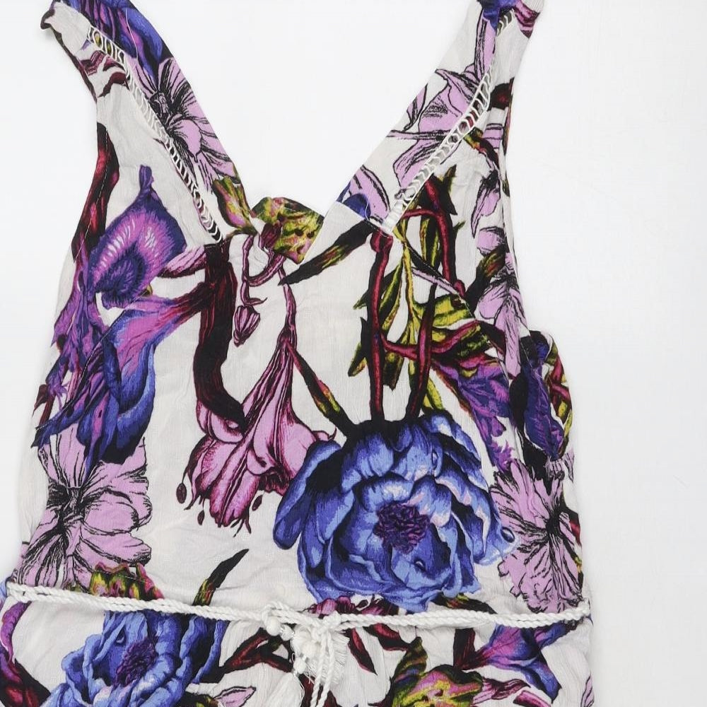 NEXT Womens Multicoloured Floral Viscose Tank Dress Size 10 V-Neck Pullover