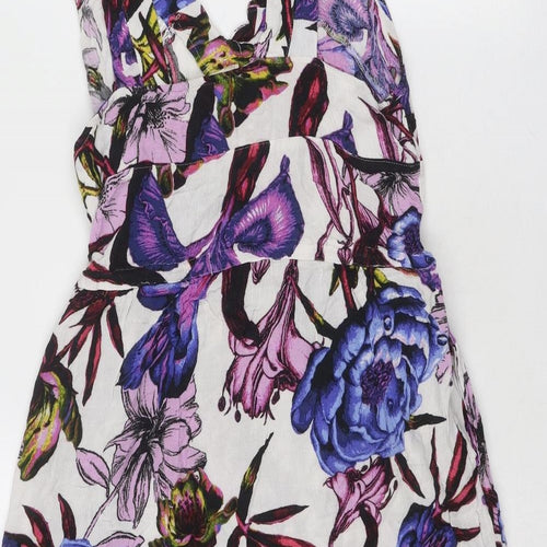 NEXT Womens Multicoloured Floral Viscose Tank Dress Size 10 V-Neck Pullover