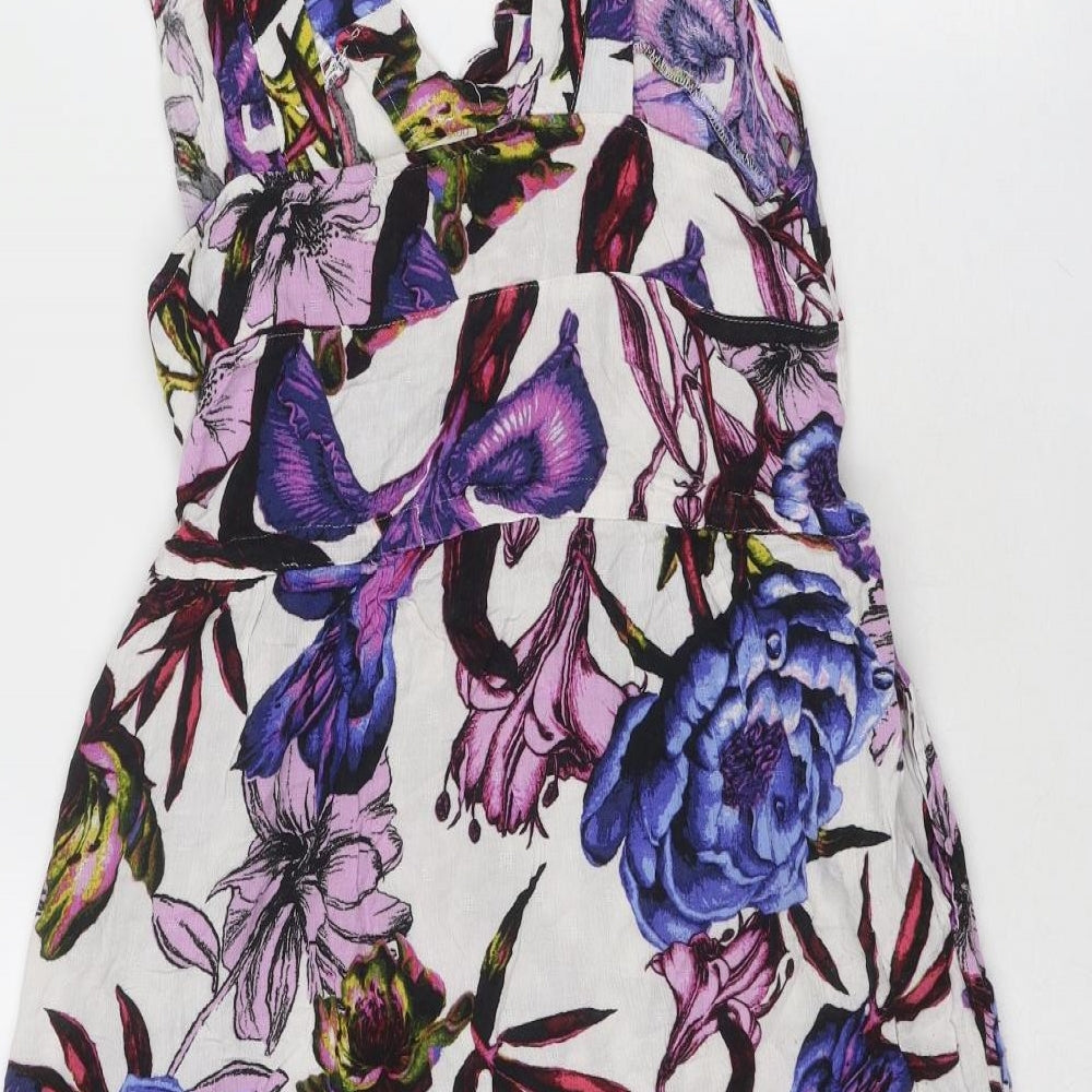 NEXT Womens Multicoloured Floral Viscose Tank Dress Size 10 V-Neck Pullover