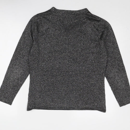 Frank Saul Womens Silver V-Neck Viscose Pullover Jumper Size M