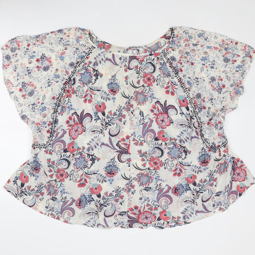 Monsoon Womens Multicoloured Floral Polyester Basic Blouse Size 20 Boat Neck